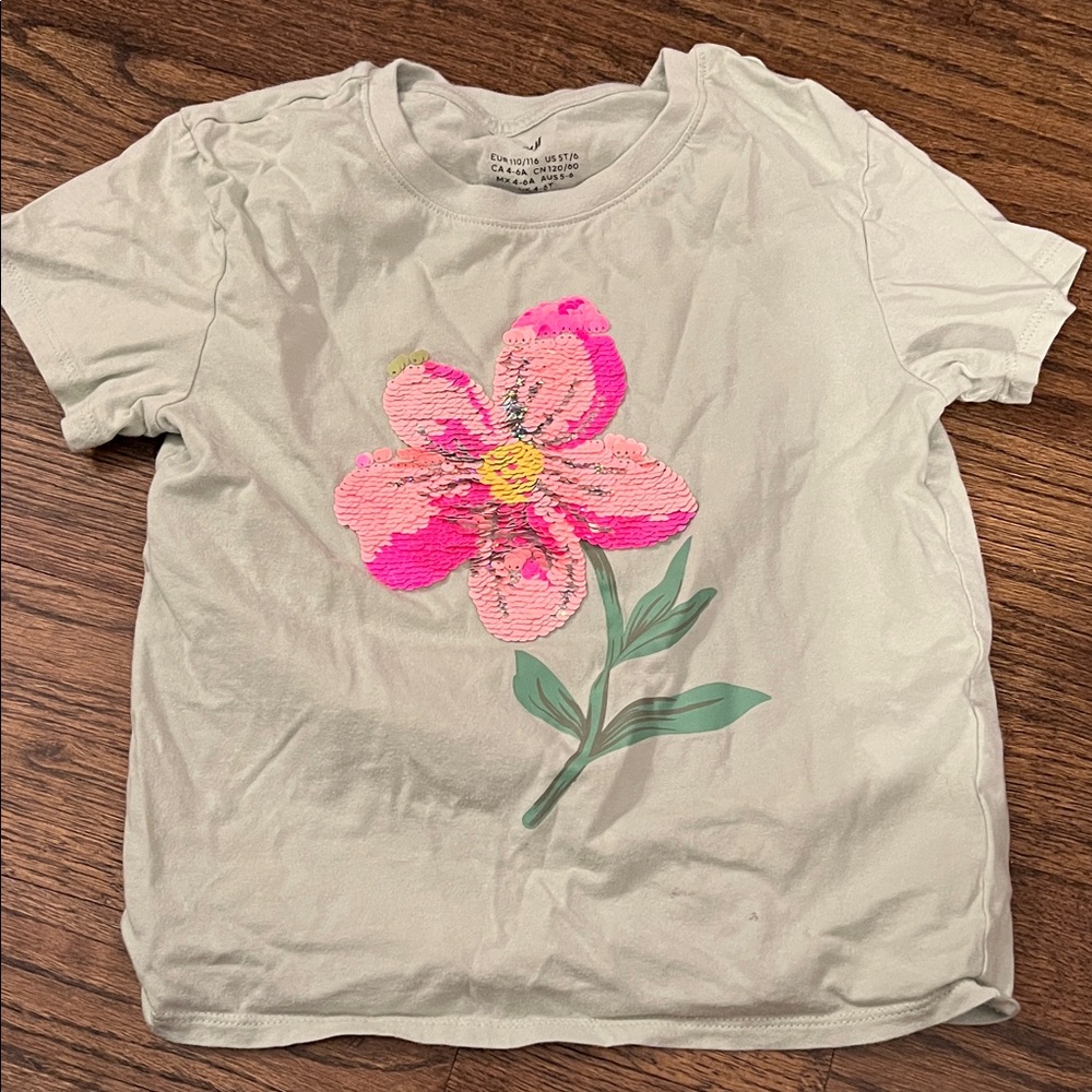 Kids Floral T-Shirt in Light Green and Pink